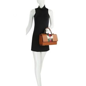 QUEEN BEE STRIPE 2-in-1 BOXY SATCHEL SET~BROWN